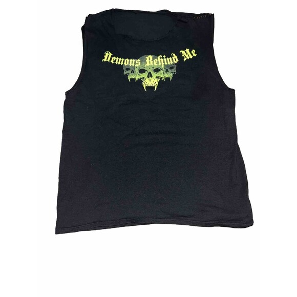 West Coast motorcycle biker Custom Cuts Collar Area Demons Behind Me Biker Shirt - Picture 1 of 4